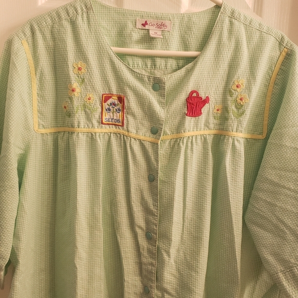 80's Vintage Snap Button House Dress - Picture 9 of 10